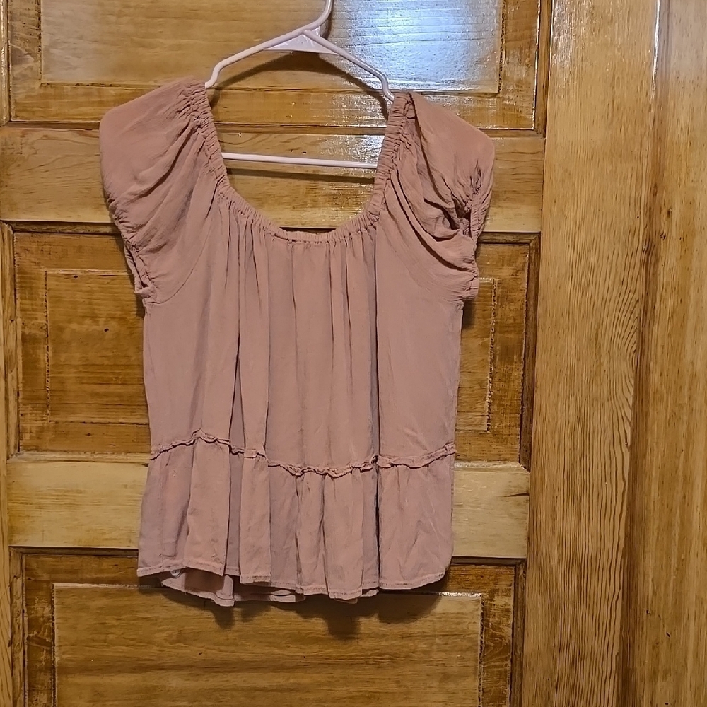 Derek Heart Pink Puff Short Sleeve Blouse L - Picture 3 of 3